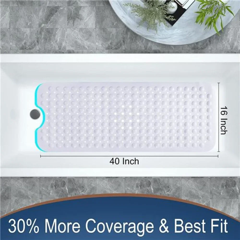 Extra Long Bath Tub Shower Floor Mat Non Slip Oversized Bathtub Mats with Drain
